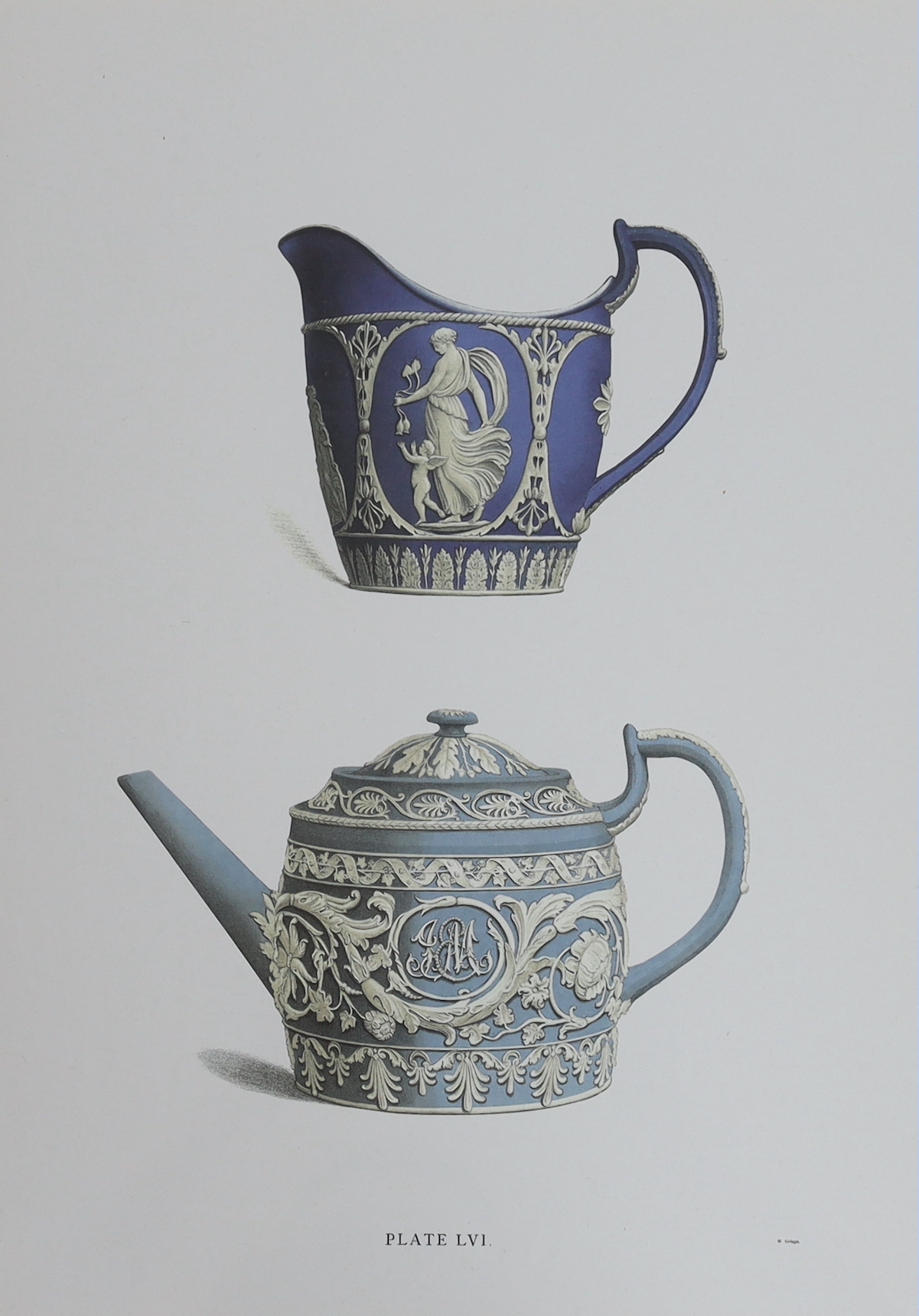 W. Griggs, pair of chromolithographs, Wedgwood Jasperware plates, LVI & XLIV, each 46 x 33cm